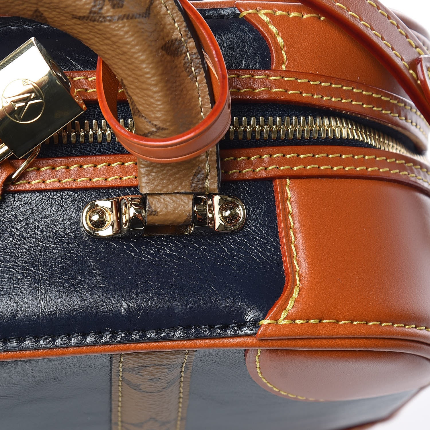 Louis Vuitton Calfskin Reverse Monogram Valisette PM Navy Caramel 12 of 12