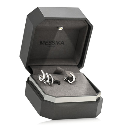 Messika 18K White Gold Diamond Muliti-Creoles Gatsby Earrings 7 of 7