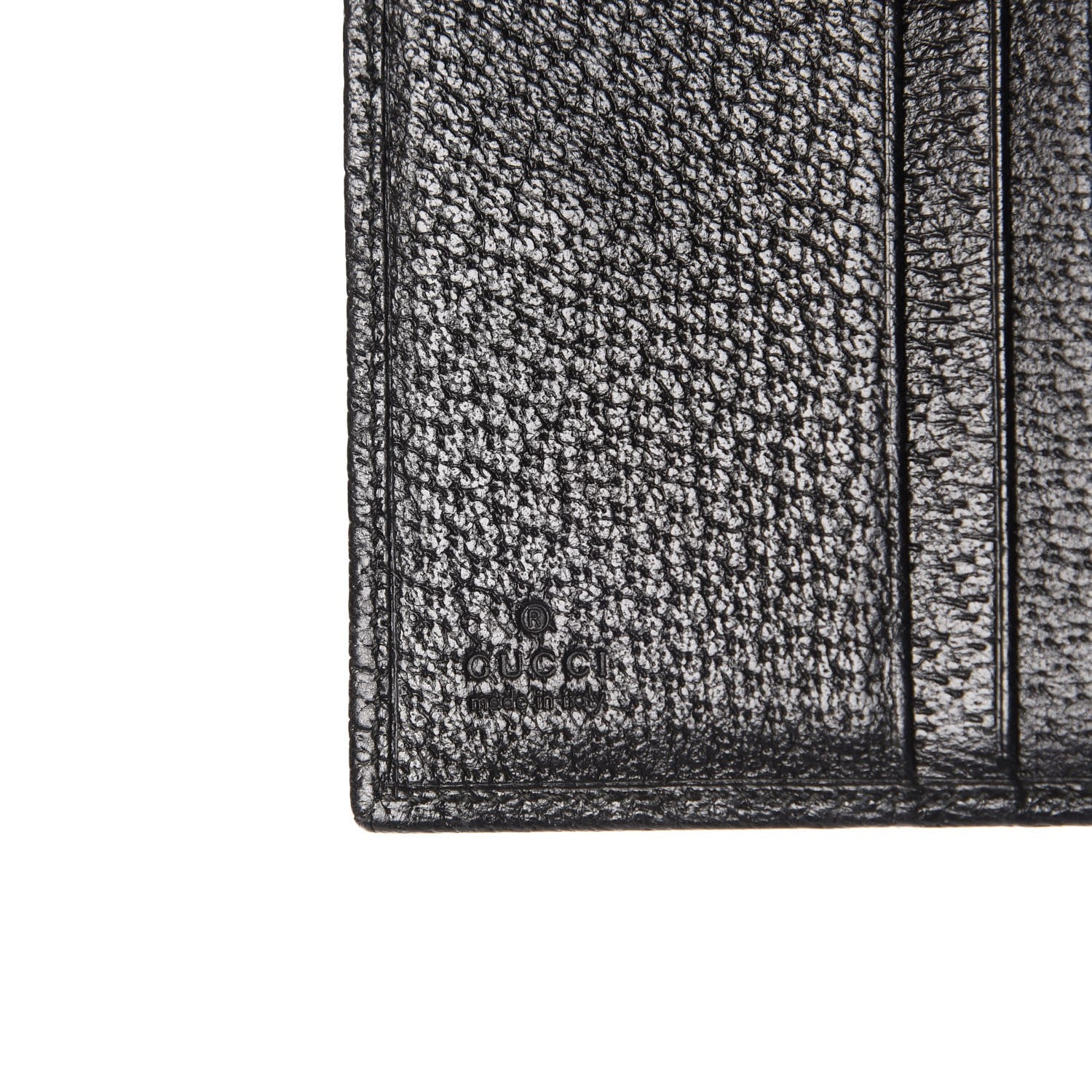 Gucci Monogram Textured Calfskin Metal Bar French Flap Wallet Black 6 of 7