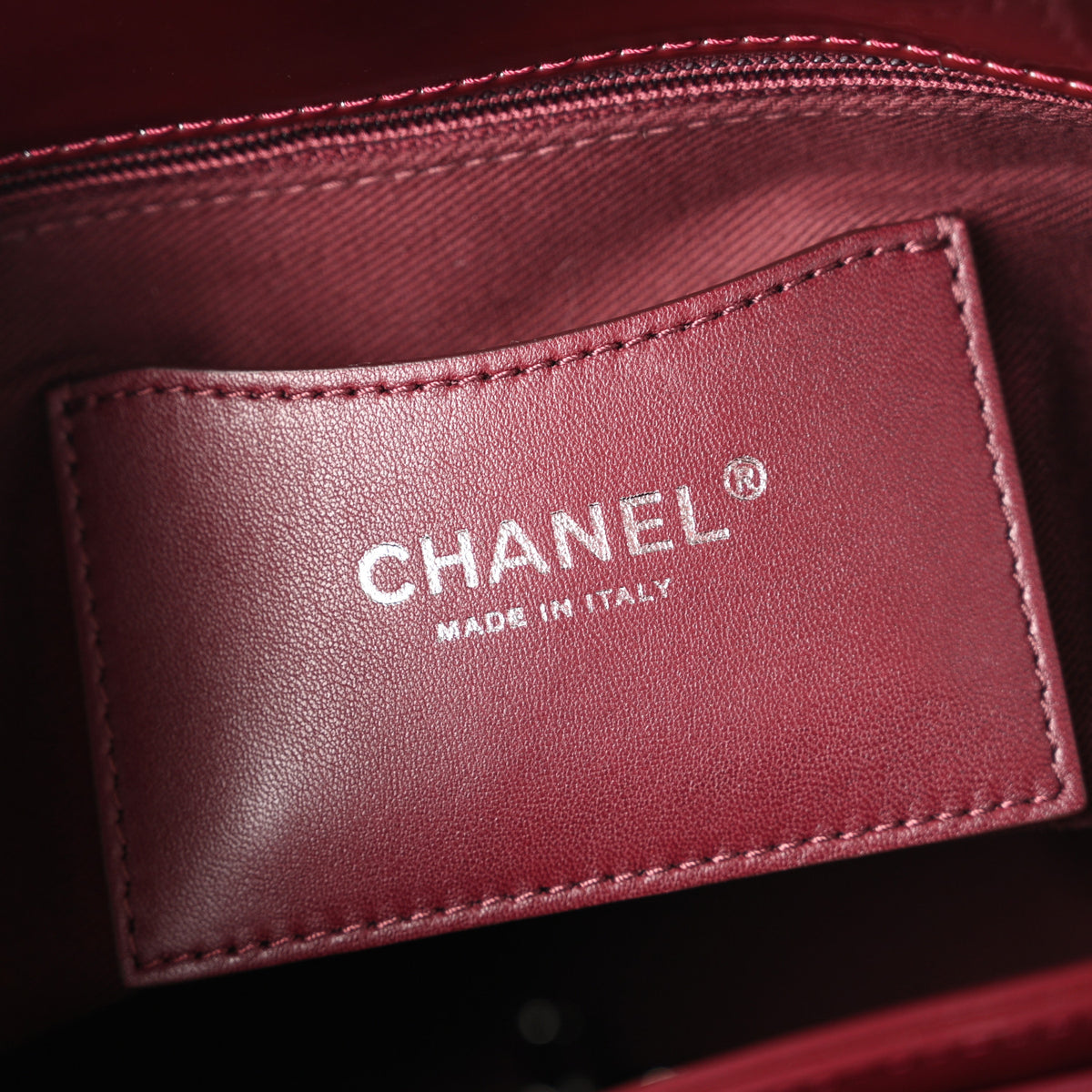 Chanel Patent Quilted Maxi Just Mademoiselle Bowling Bag Burgundy 6 of 10