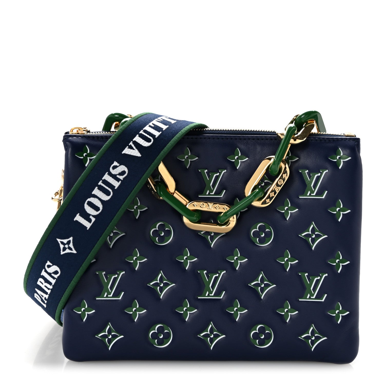 Louis Vuitton Lambskin Embossed Monogram Coussin PM Blue Green 1 of 11