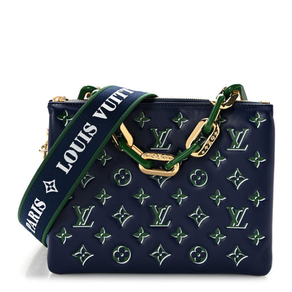 Louis Vuitton Lambskin Embossed Monogram Coussin PM Blue Green 1 of 11