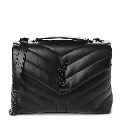 Saint Laurent Calfskin Y Quilted Monogram Small Loulou Chain Satchel Black 1 of 9