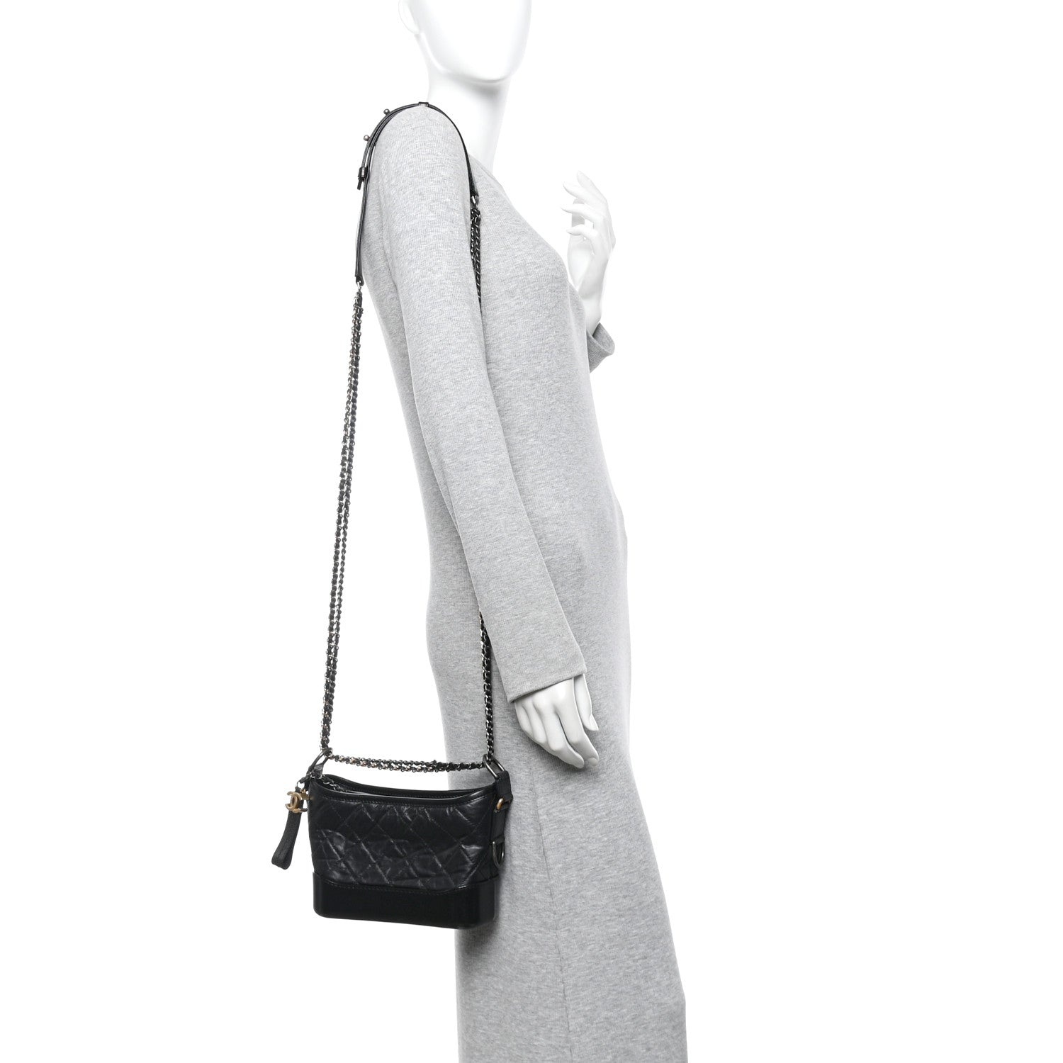 Chanel Aged Calfskin Quilted Small Gabrielle Hobo Black 2 of 11