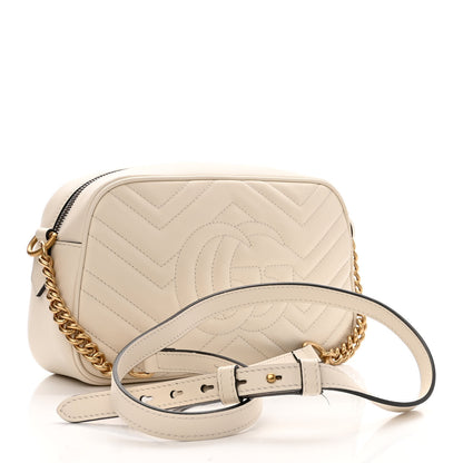 Gucci Calfskin Matelasse Small GG Marmont Chain Shoulder Bag White 3 of 10