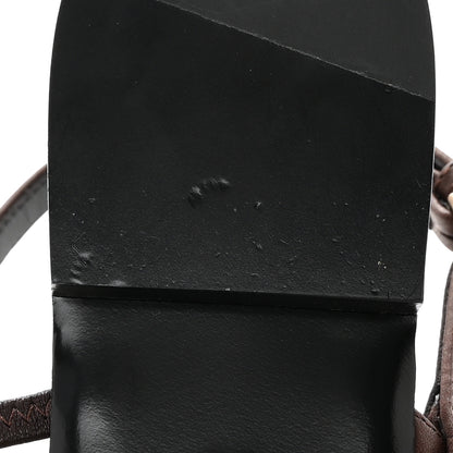 Saint Laurent Calfskin Cassandra Monogram Sandals 38 Moro 12 of 13