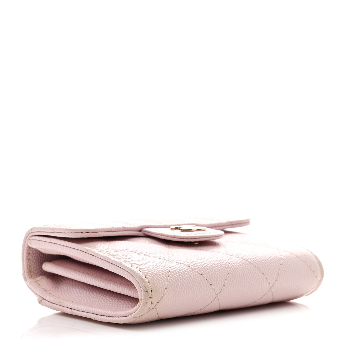 Caviar Quilted Flap Card Holder Wallet Light Pink