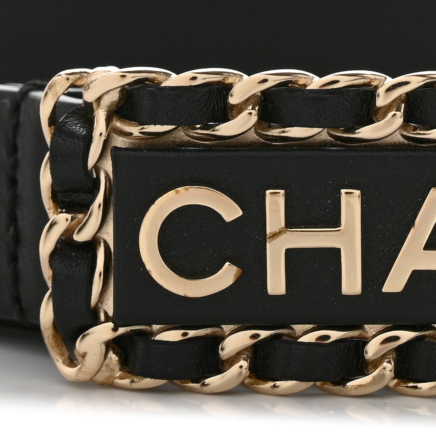 Calfskin CC Chain Logo Belt 80 32 Black