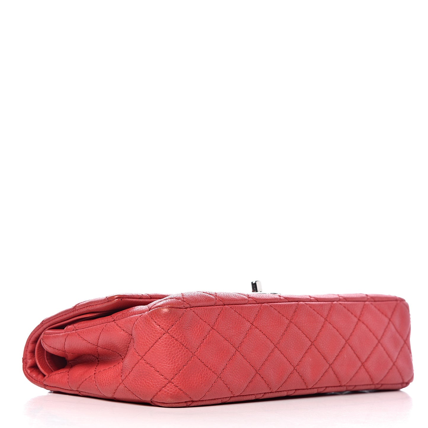 Washed Caviar Quilted Medium Double Flap Red
