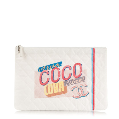 Chanel Canvas Large Coco Cuba Cosmetic Case Yellow Turquoise 1 of 7