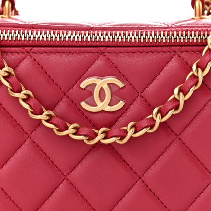 Chanel Lambskin Quilted Small Top Handle Vanity Case With Chain Dark Pink 8 of 11