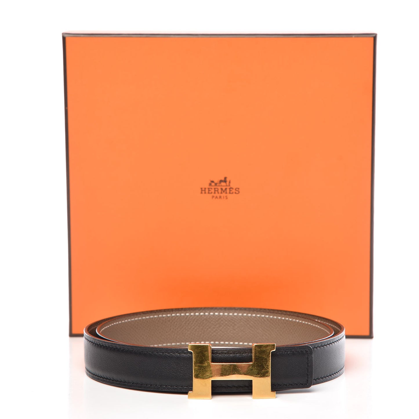 Swift Epsom 24mm Mini Constance H Belt 85 Black Etoupe