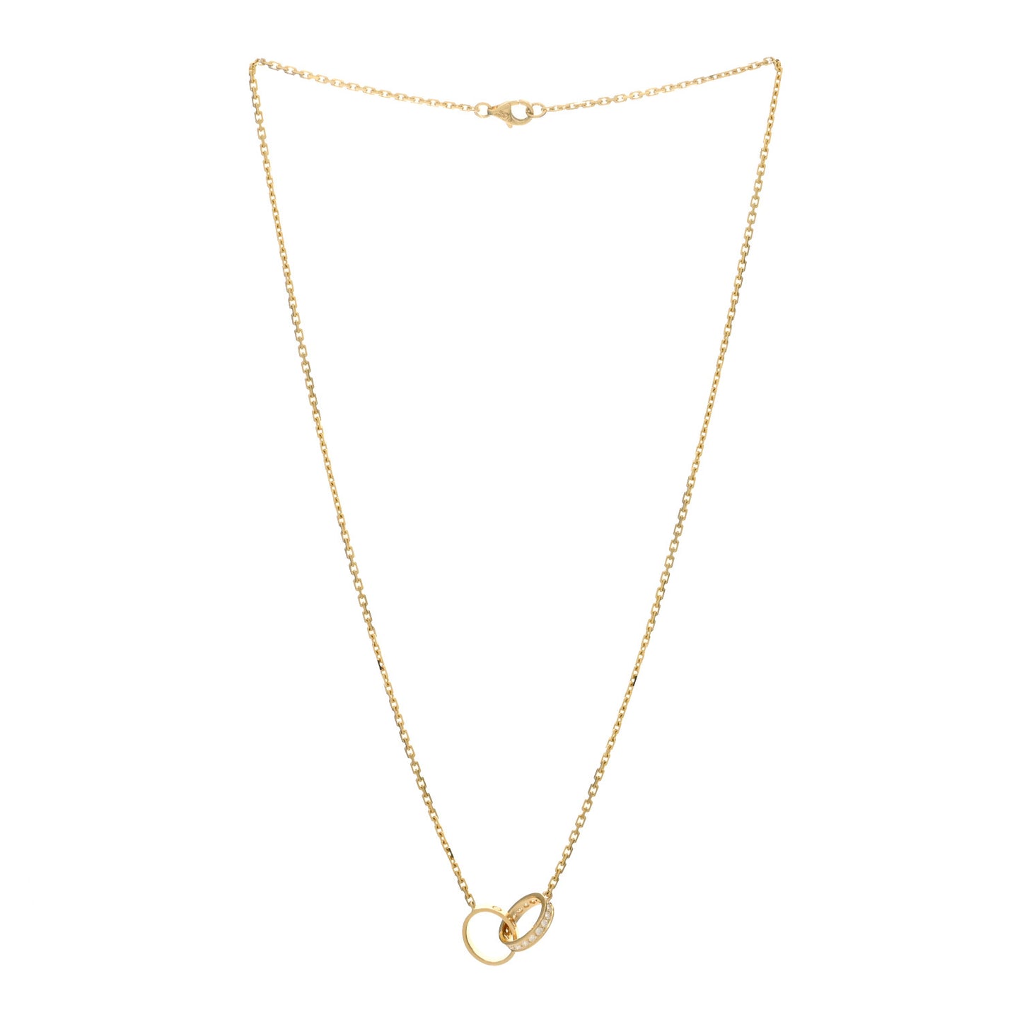 18K Yellow Gold Diamond Interlocking LOVE Necklace