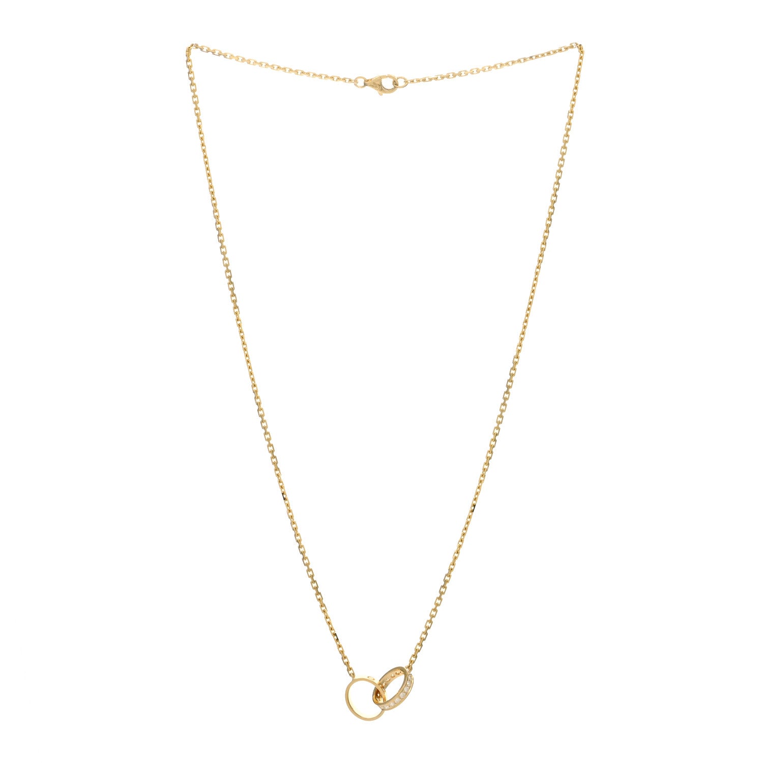 Cartier 18K Yellow Gold Diamond Interlocking LOVE Necklace 2 of 3