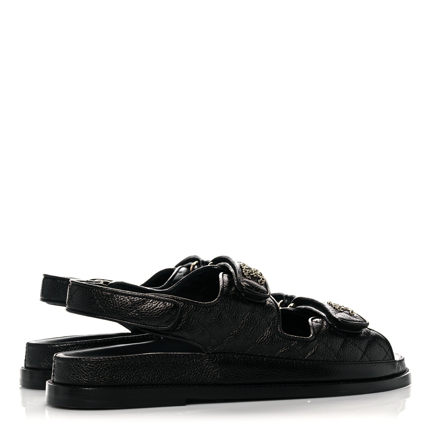 Chanel Grained Calfskin Velcro Dad Sandals 41 Black 4 of 8