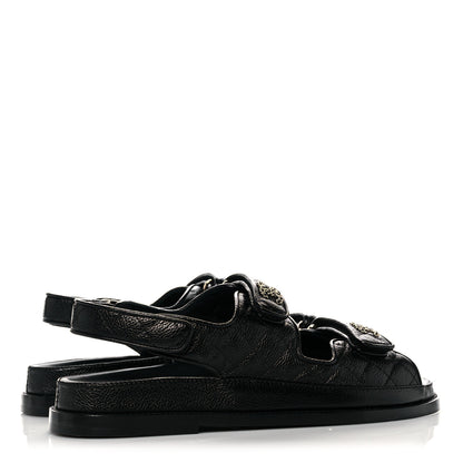 Chanel Grained Calfskin Velcro Dad Sandals 41 Black 4 of 8