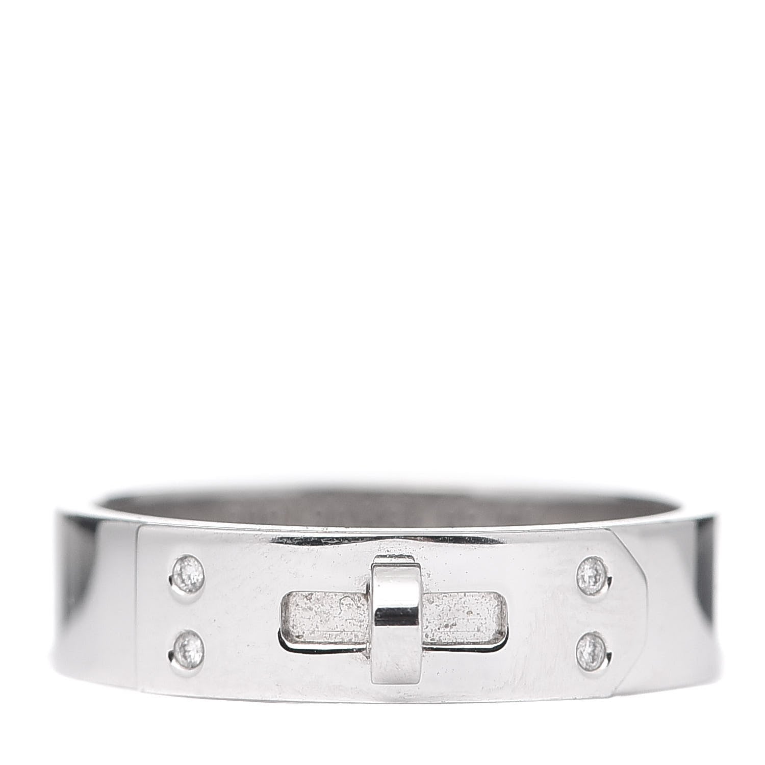 Hermes 18K White Gold Diamond PM Kelly Ring 54 6.75 1 of 5