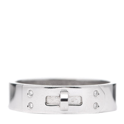 Hermes 18K White Gold Diamond PM Kelly Ring 54 6.75 1 of 5