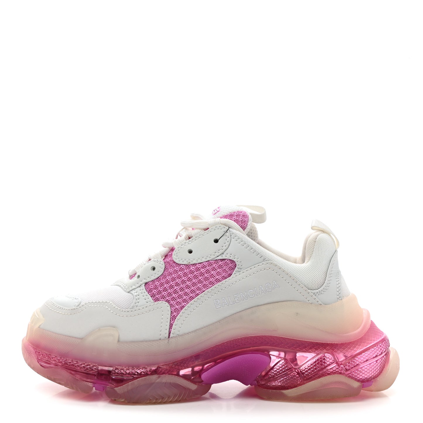 Fabric Mesh Clear Sole Womens Triple S Sneakers 36 White Pink