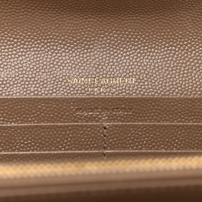 Saint Laurent Grain De Poudre Matelasse Chevron Monogram Flap Wallet Taupe 6 of 7