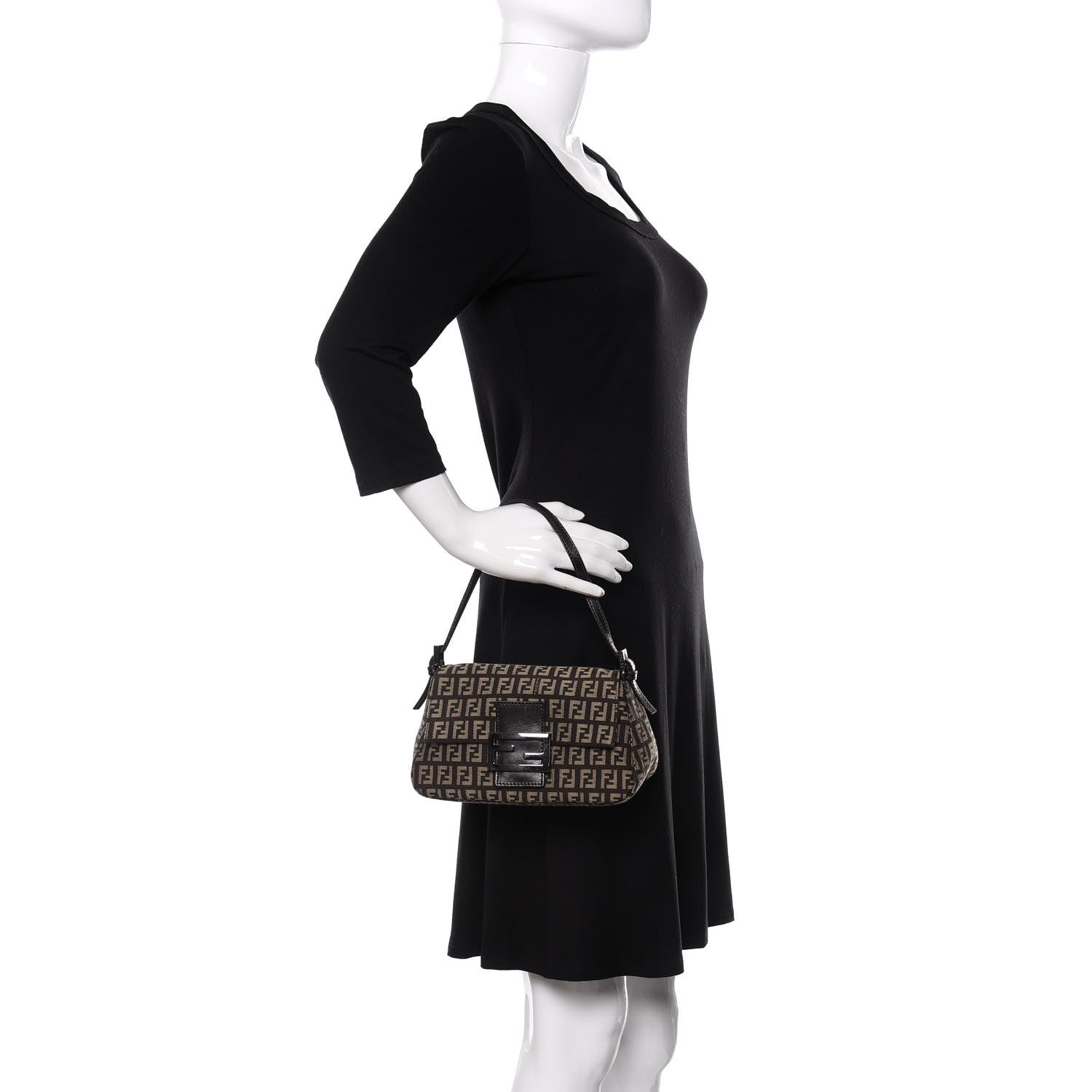 Fendi Zucchino Vitello Mini Mama Baguette Testa di Moro Beige 2 of 9