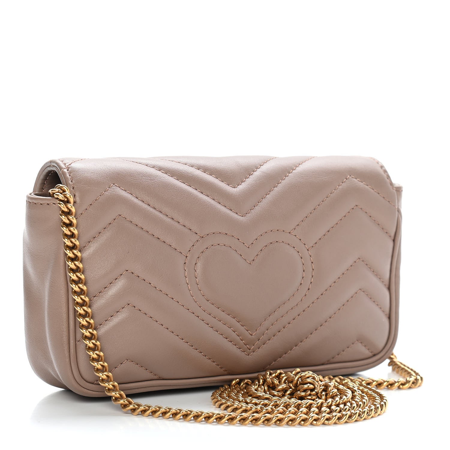 Gucci Calfskin Matelasse Super Mini GG Marmont Shoulder Bag Porcelain Rose 3 of 9