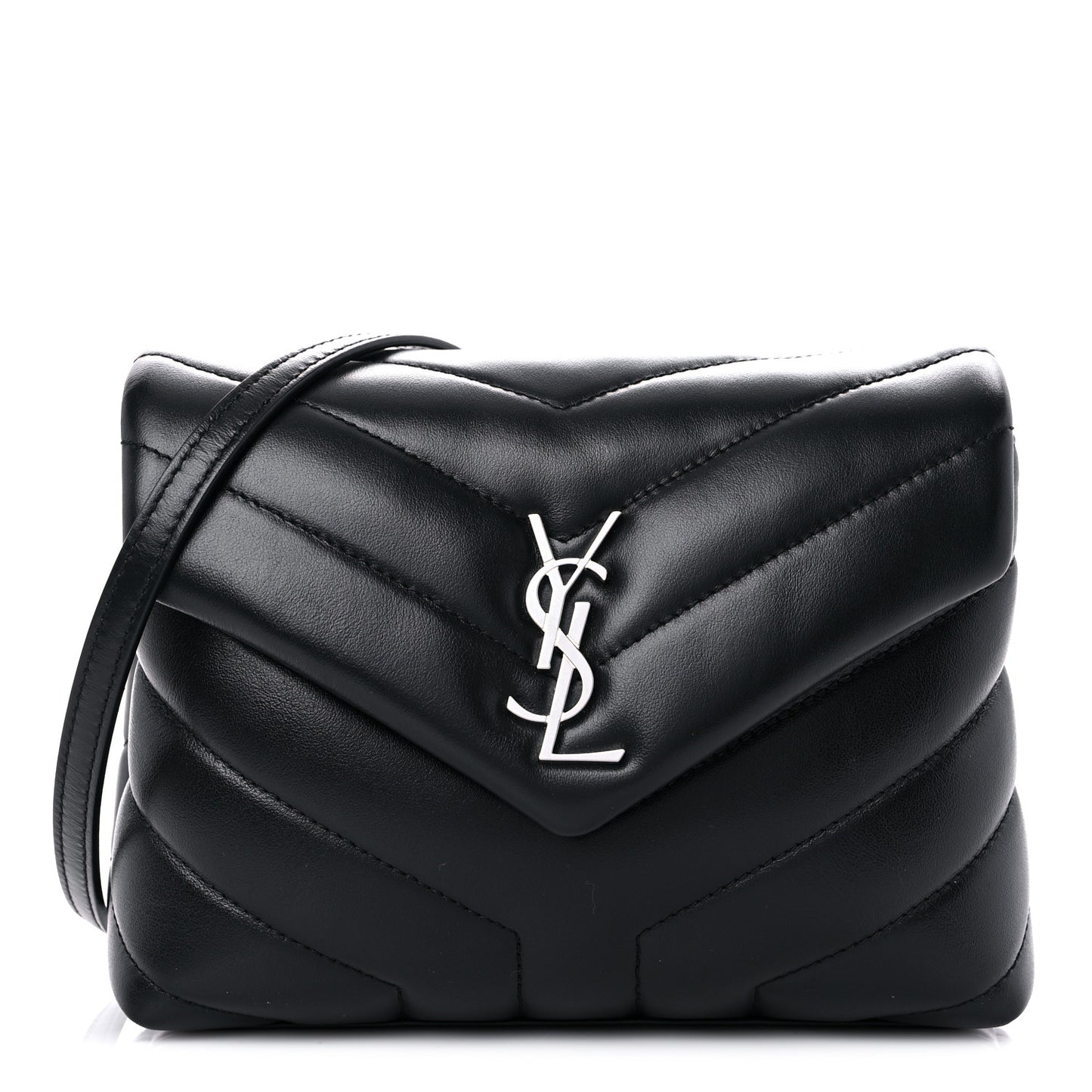 Calfskin Y Quilted Monogram Toy Loulou Crossbody Bag Black