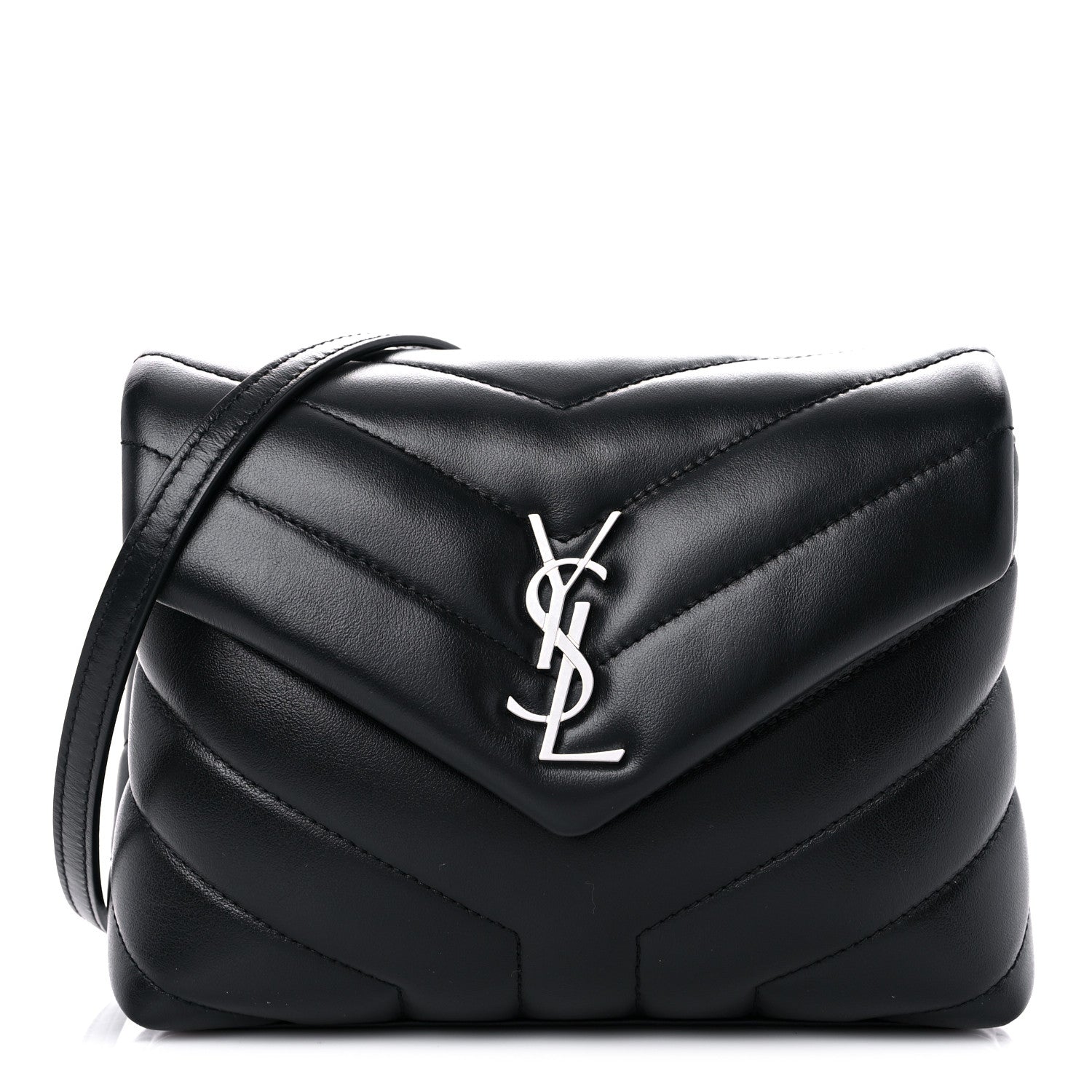 Saint Laurent Calfskin Y Quilted Monogram Toy Loulou Crossbody Bag Black 1 of 9