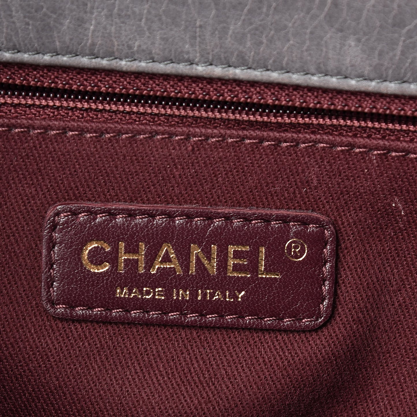 Glazed Calfskin Quilted Large Perfect Edge Flap Grey