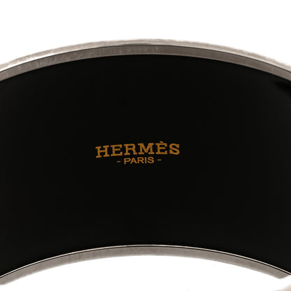 Hermes Enamel Printed Extra Wide Caleche Bracelet 70 Black 4 of 5