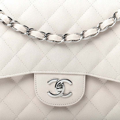 Chanel Caviar Quilted Jumbo Double Flap White 10 of 11