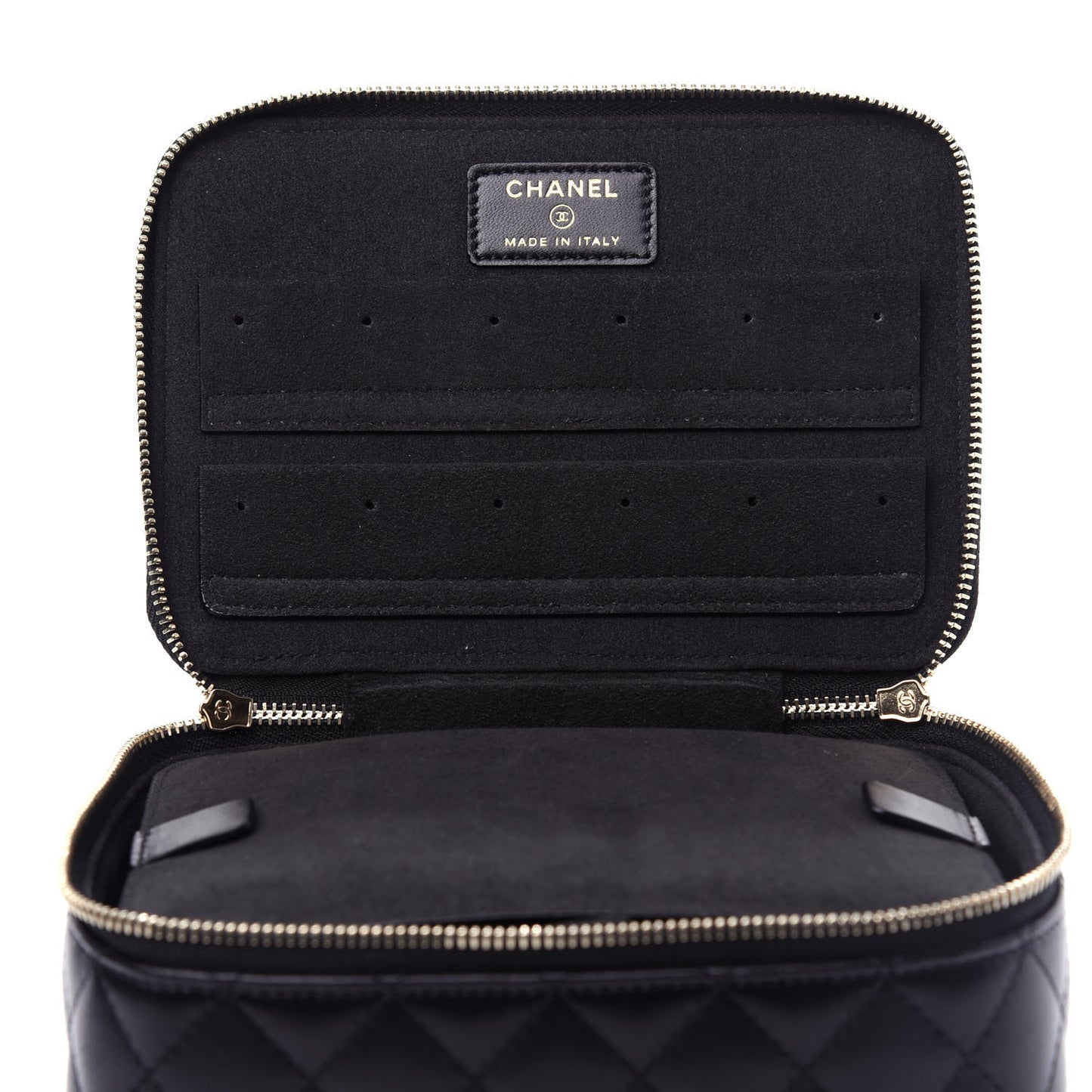 Lambskin Quilted Jewelry Case Black