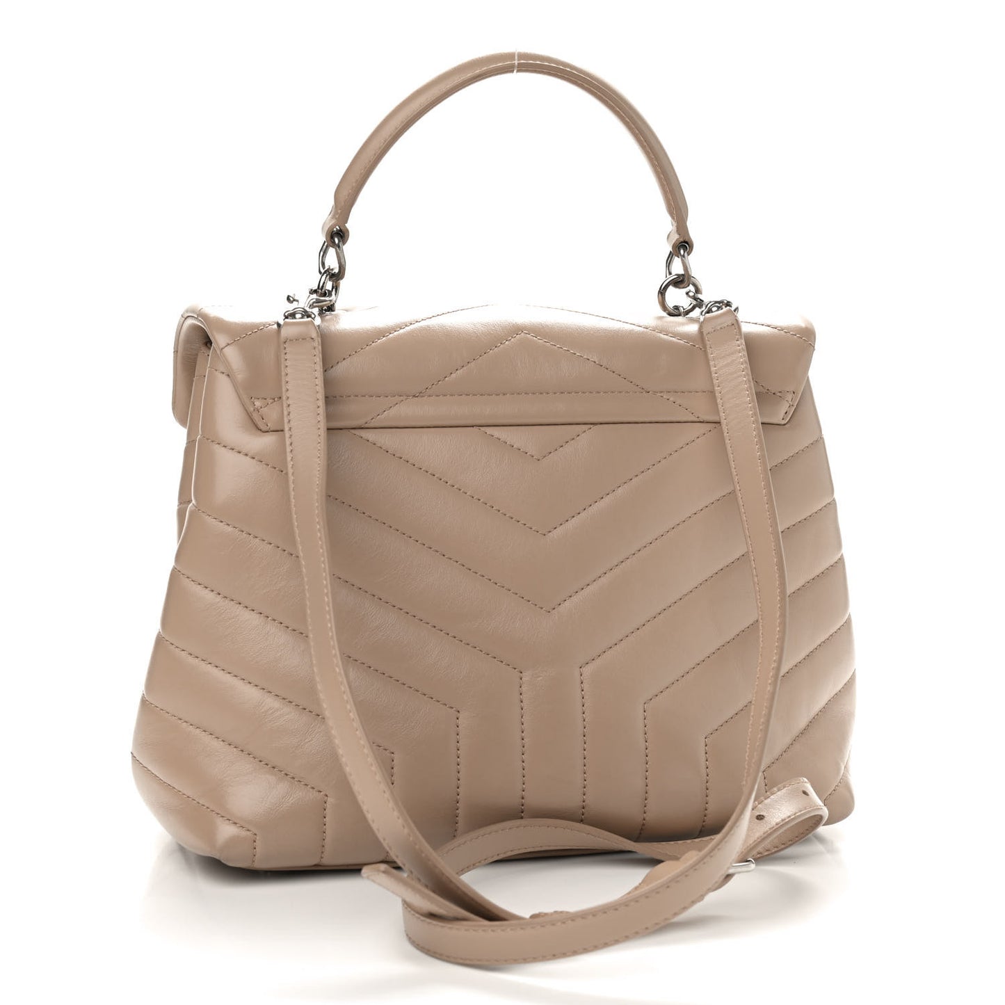Calfskin Y Quilted Monogram Medium Loulou Satchel Dark Beige