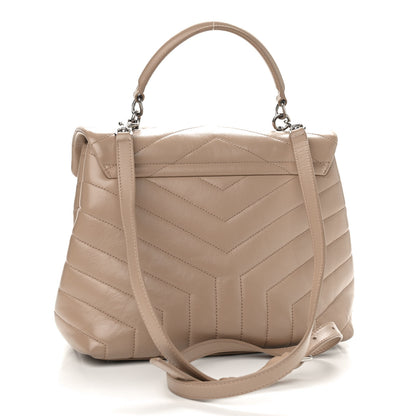 Saint Laurent Calfskin Y Quilted Monogram Medium Loulou Satchel Dark Beige 3 of 9