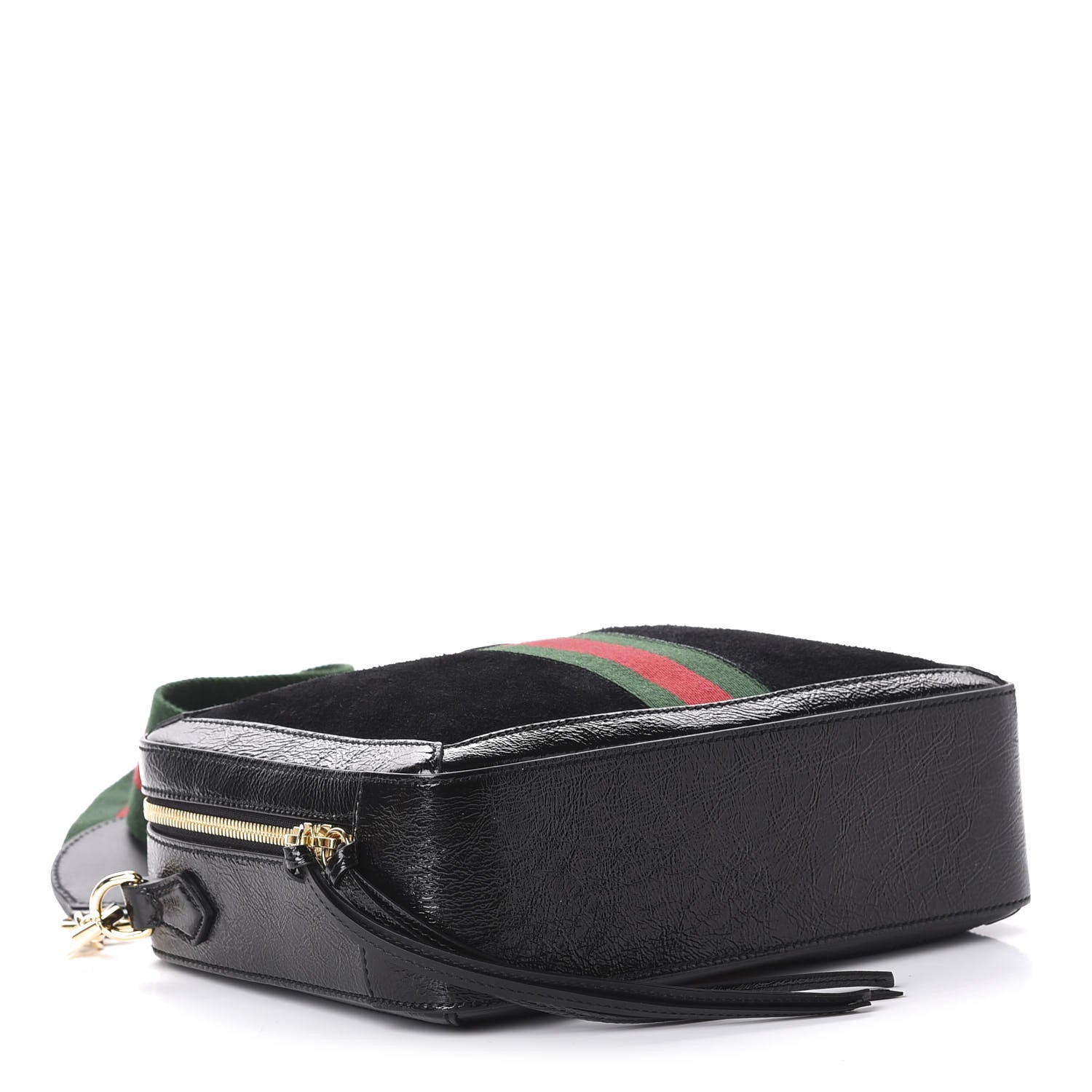 Gucci Suede Patent Web Small Ophidia Top Handle Shoulder Bag Black 5 of 11