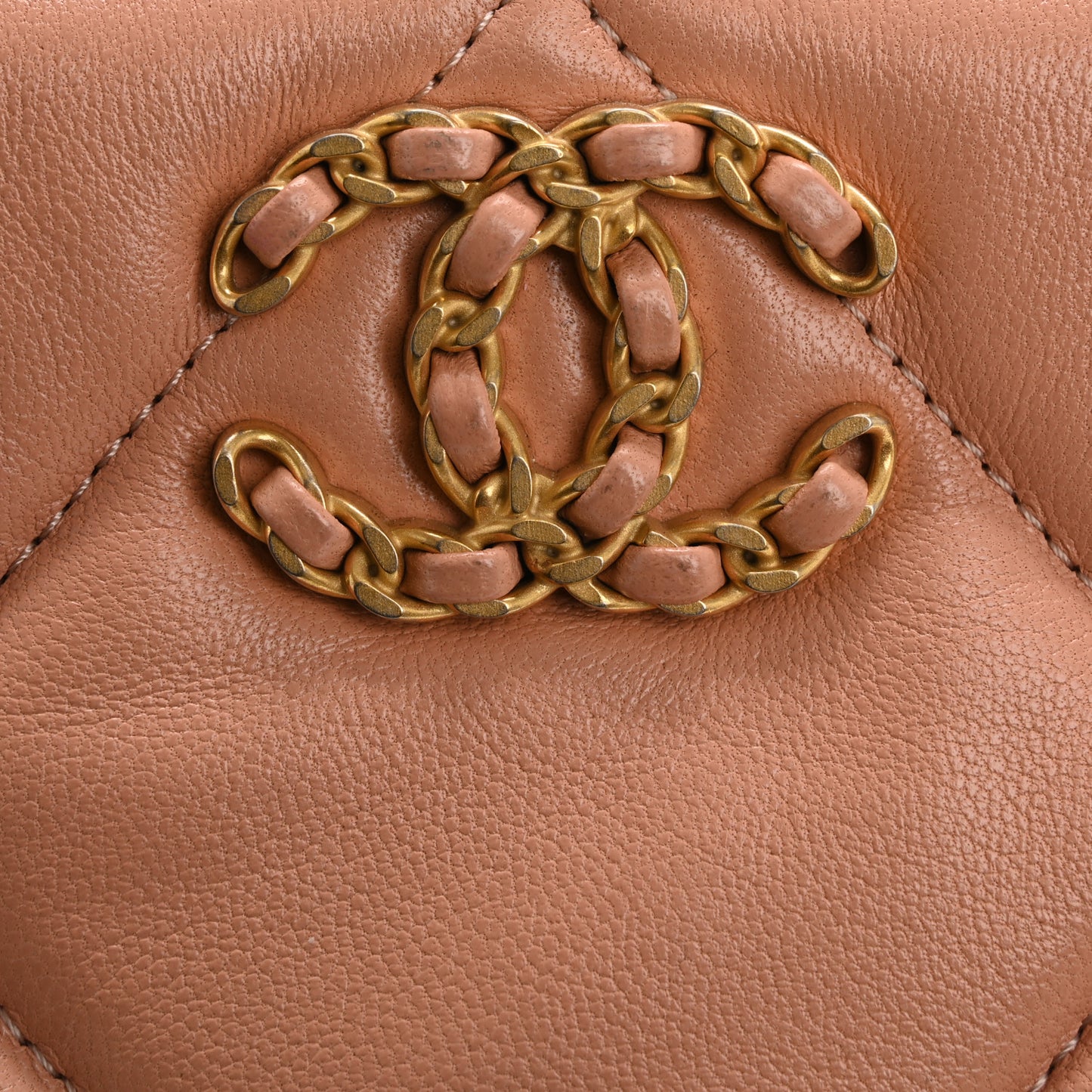 Goatskin Large Chanel 19 Pouch Pink