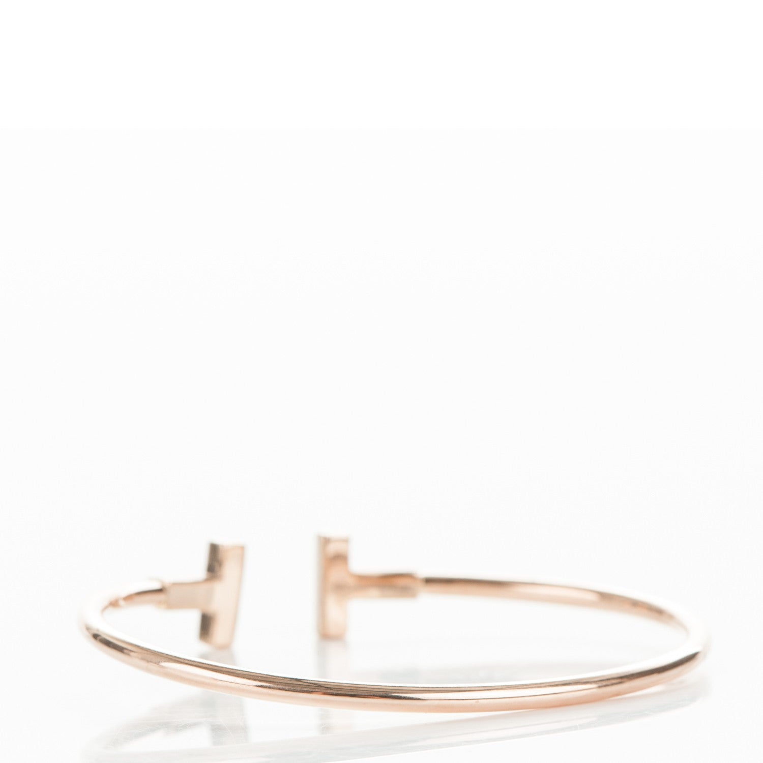 Tiffany 18K Rose Gold Diamond T Wire Bracelet 3 of 4