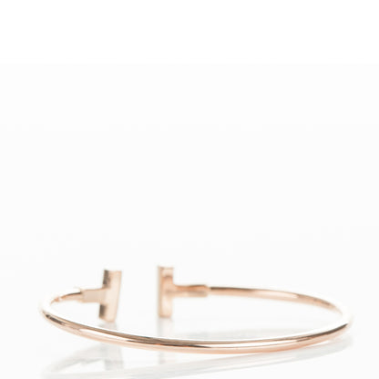 Tiffany 18K Rose Gold Diamond T Wire Bracelet 3 of 4