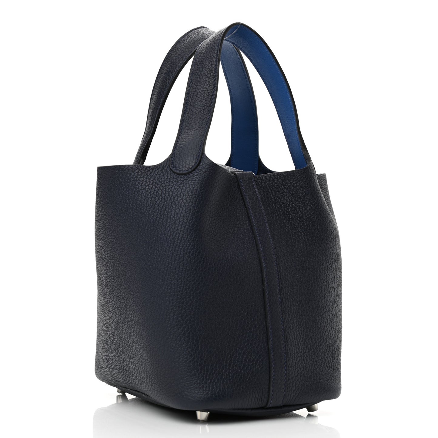 Taurillon Clemence Eclat Picotin Lock 18 PM Bleu Nuit Bleu Zellige