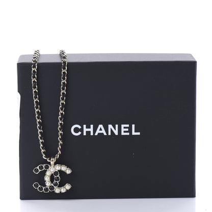 Chanel Lambskin Resin Pearl Dazzling Domino Short Necklace Gold Black 6 of 6