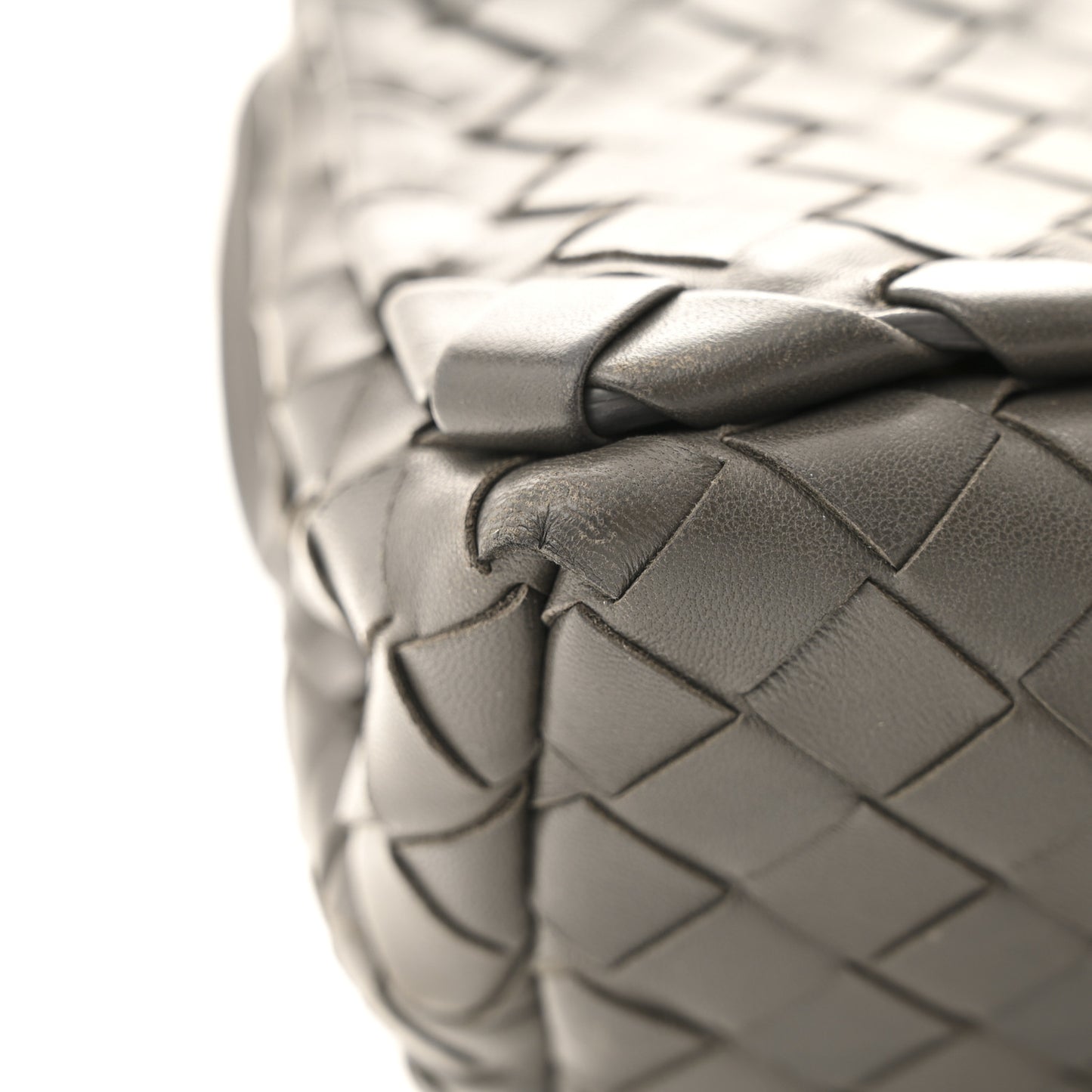 Nappa Intrecciato Crossbody Messenger Flap Light Grey