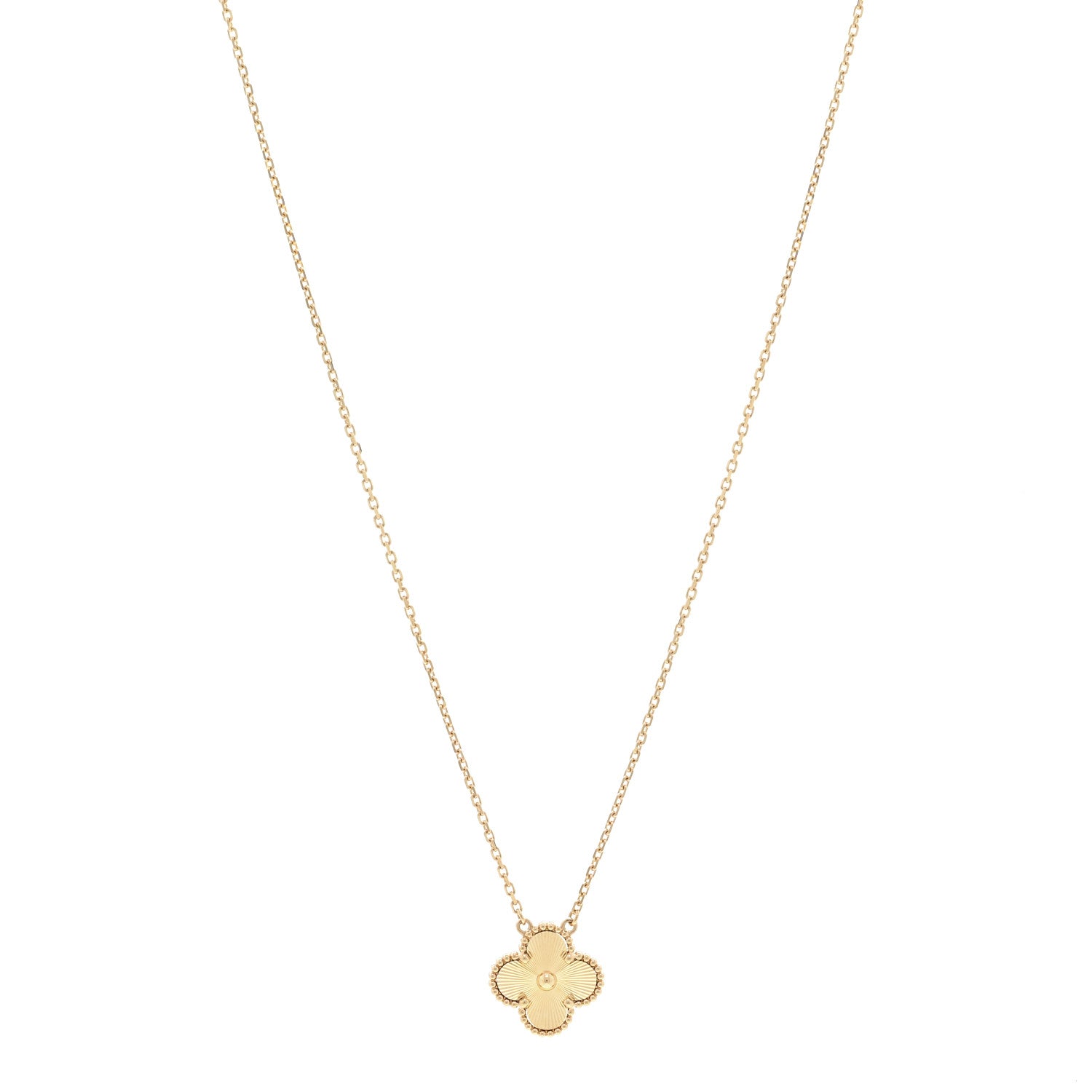 Van Cleef & Arpels VAN CLEEF &amp; ARPELS 18K Yellow Gold Guilloche Vintage Alhambra Pendant Necklace 1 of 6