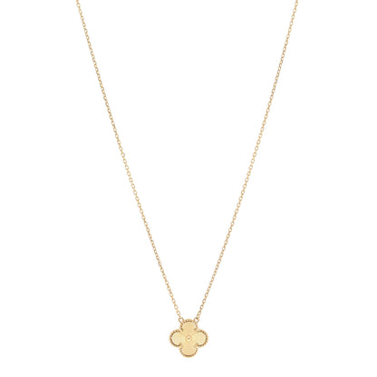 Van Cleef & Arpels VAN CLEEF &amp; ARPELS 18K Yellow Gold Guilloche Vintage Alhambra Pendant Necklace 1 of 6
