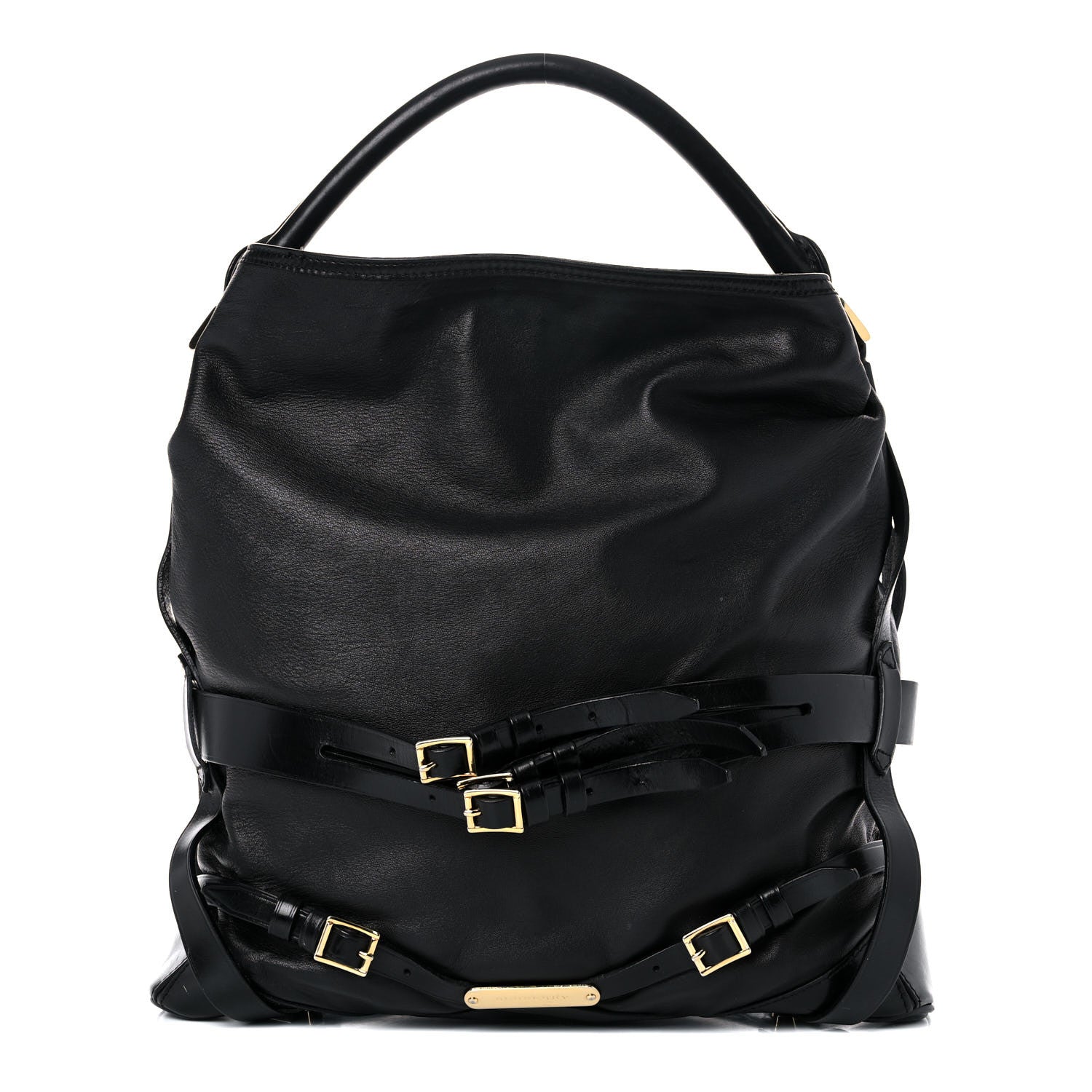Burberry Soft Lambskin Bridle Calfskin Medium Gosford Hobo Black 1 of 26