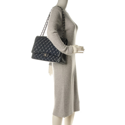 Chanel Caviar Quilted Maxi Double Flap Navy Blue 2 of 8
