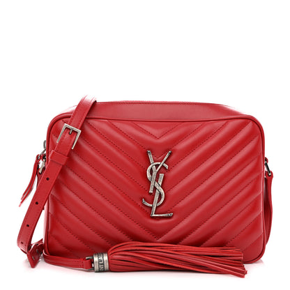 Saint Laurent Calfskin Matelasse Monogram Lou Camera Bag Red 1 of 14