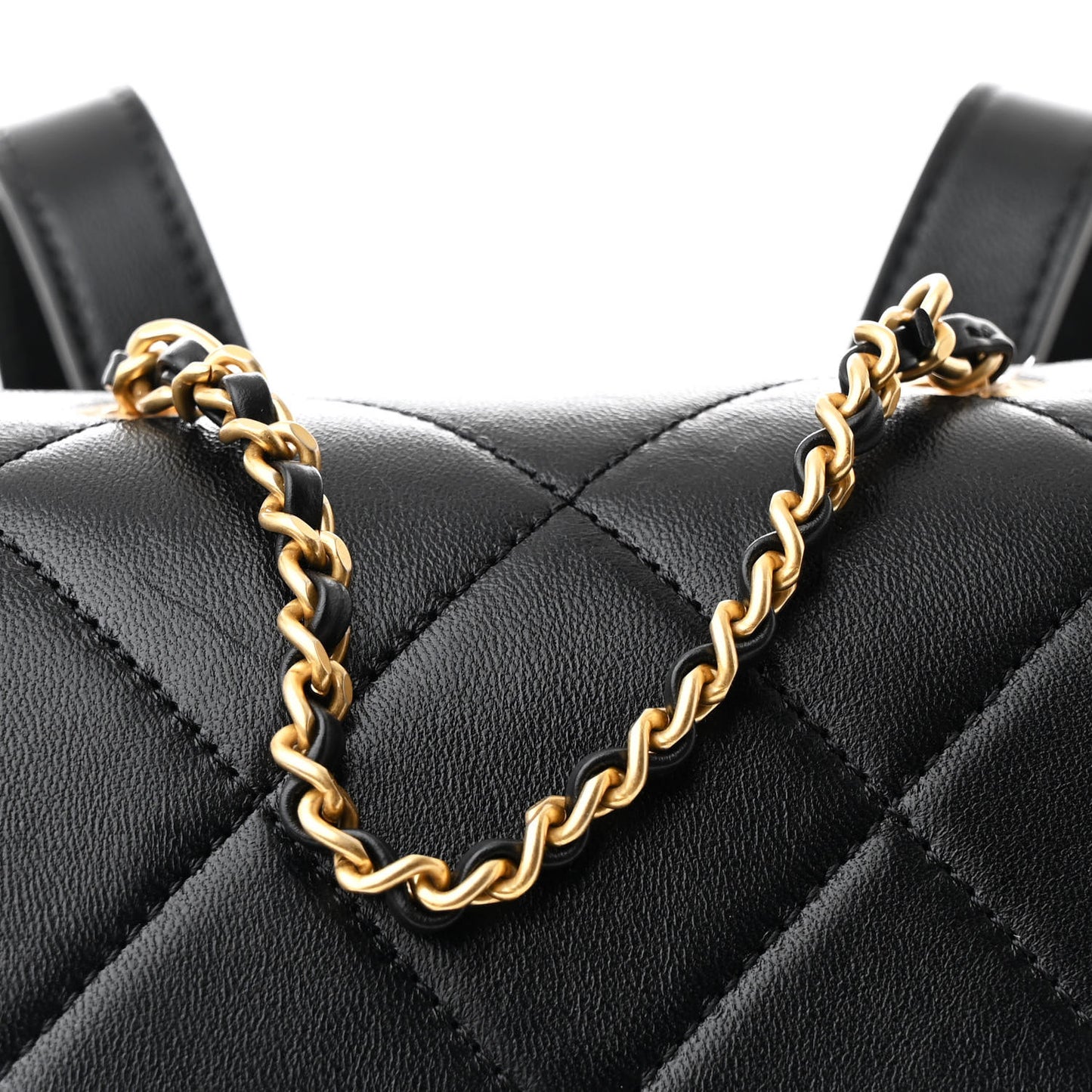 Lambskin Quilted Logo Mini Backpack Black