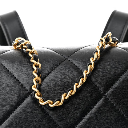Chanel Lambskin Quilted Logo Mini Backpack Black 8 of 10