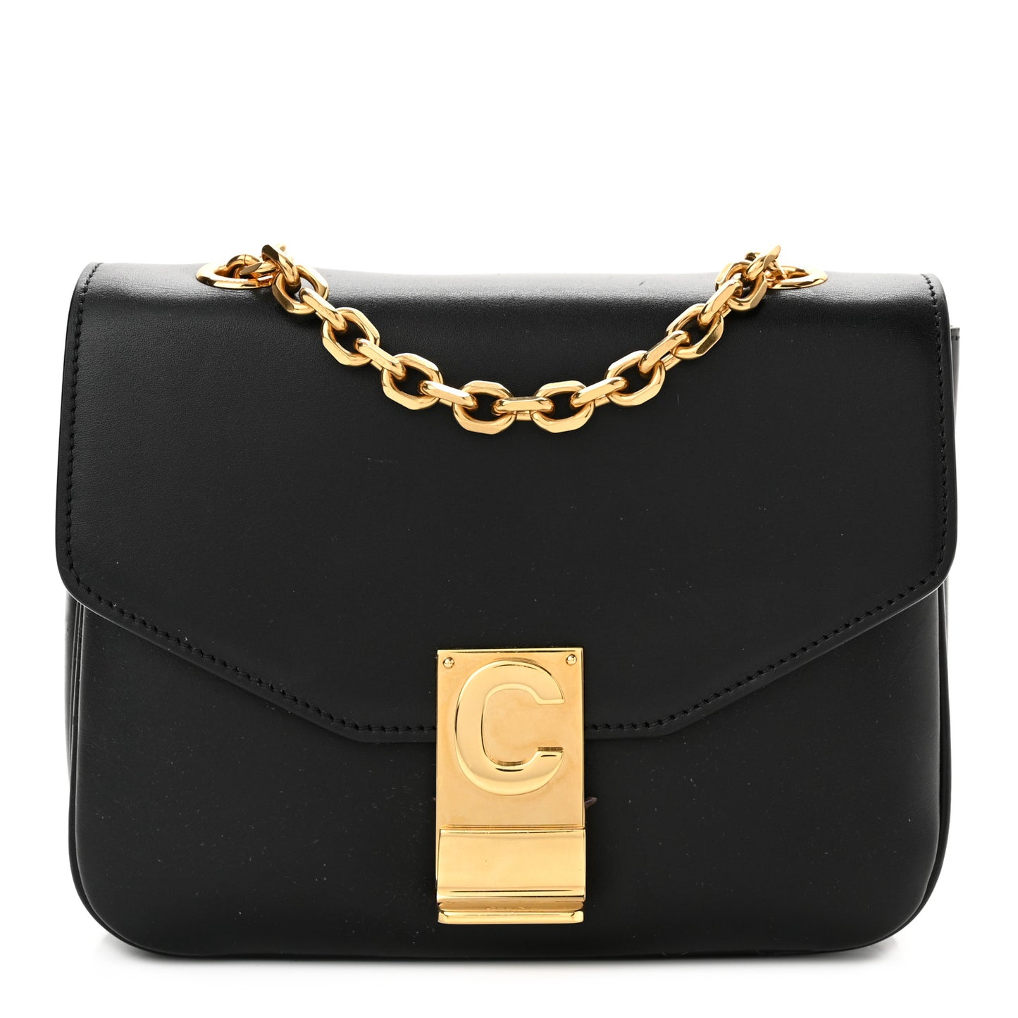 Shiny Calfskin Small C Bag Black