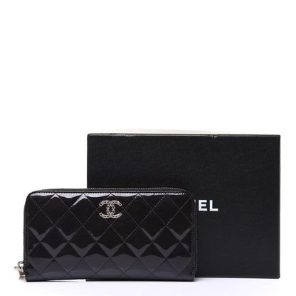 Chanel Patent Quilted Brilliant Zip Around Wallet Black 14 of 14